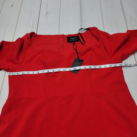 Jason Wu X Eloquii sweetheart fitted red midi dress formal - Picture 5 of 9